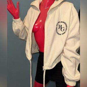 Missguided Off-White Logo Zip Jacket